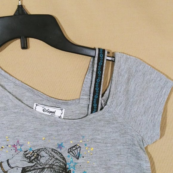 Disney D-Signed Gray Studded Graphic Flowy T-Shirt - Picture 5 of 5